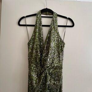 Green Sequin Halter Dress